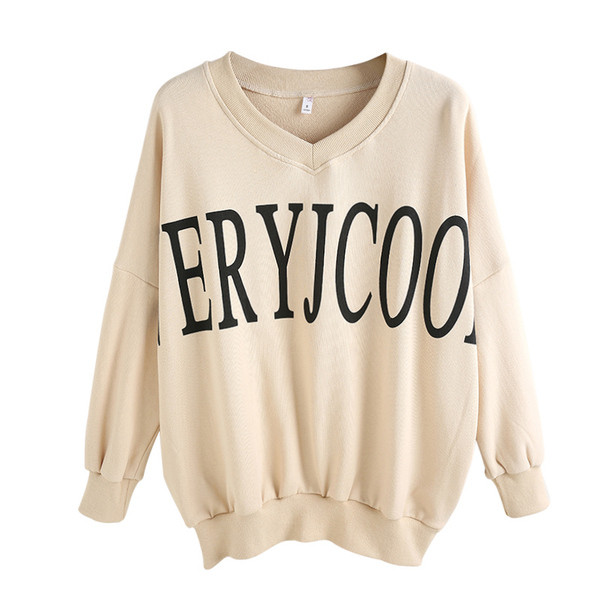Дамски суичър с V-образно деколте и надпис в няколко цвята