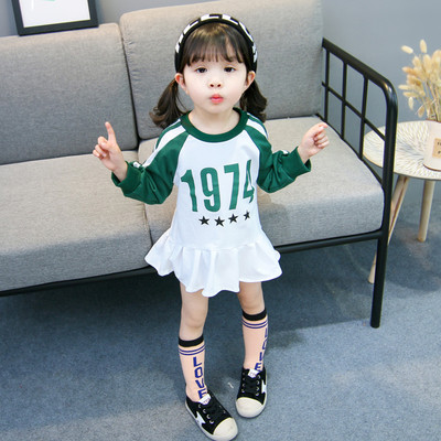 Детска спортна рокля с дълъг ръкав в два цвята