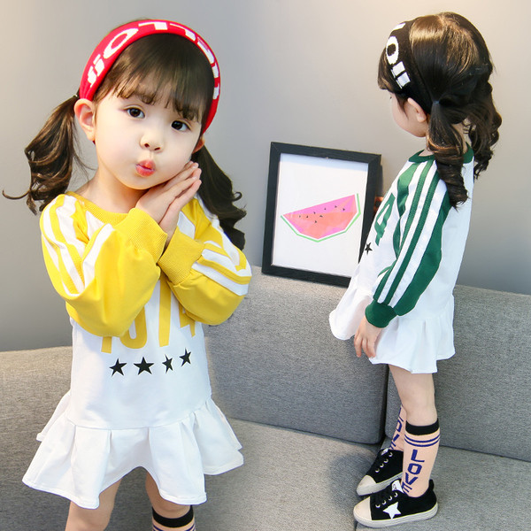 Детска спортна рокля с дълъг ръкав в два цвята