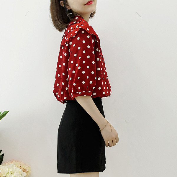 Cămașă de damă modernă roșie cu puncte