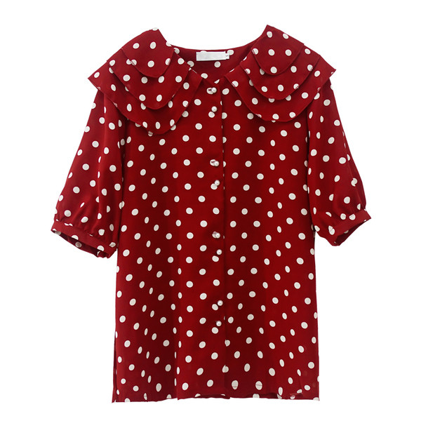 Cămașă de damă modernă roșie cu puncte